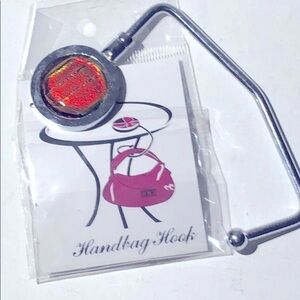 Handbag Hook with large orange stone